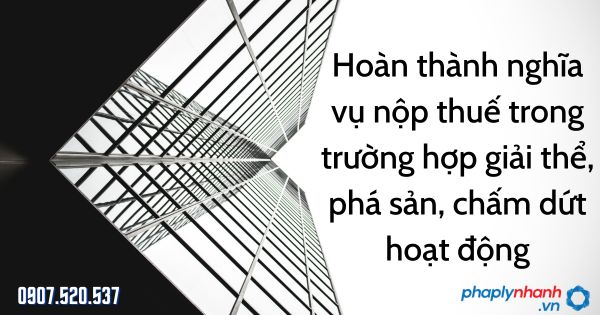 Hoàn thành nghĩa vụ nộp thuế trong trường hợp giải thể, phá sản, chấm dứt hoạt động 6 Hoàn thành nghĩa vụ nộp thuế trong trường hợp giải thể, phá sản, chấm dứt hoạt động - tư vấn hỗ trợ pháp lý nhanh