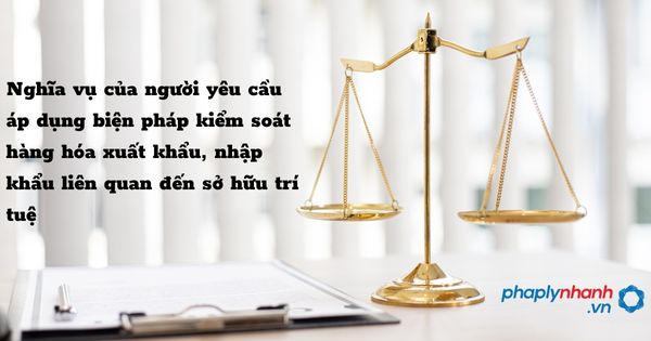 Nghĩa vụ của người yêu cầu áp dụng biện pháp kiểm soát hàng hóa xuất khẩu, nhập khẩu liên quan đến sở hữu trí tuệ như thế nào? 1 Nghĩa vụ của người yêu cầu áp dụng biện pháp kiểm soát hàng hóa xuất khẩu, nhập khẩu liên quan đến sở hữu trí tuệ - hỗ trợ, tư vấn pháp lý nhanh