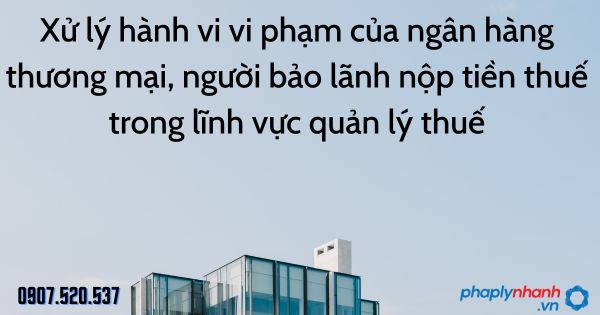 Xử lý hành vi vi phạm của ngân hàng thương mại, người bảo lãnh nộp tiền thuế trong lĩnh vực quản lý thuế 1 Xử lý hành vi vi phạm của ngân hàng thương mại, người bảo lãnh nộp tiền thuế trong lĩnh vực quản lý thuế - tư vấn hỗ trợ pháp lý nhanh