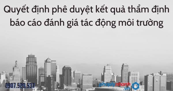 Quyết định phê duyệt kết quả thẩm định báo cáo đánh giá tác động môi trường - tư vấn hỗ trợ pháp lý nhanh