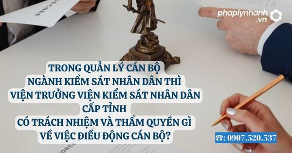 Trong quản lý cán bộ ngành Kiểm sát nhân dân thì Viện trưởng Viện Kiểm sát nhân dân cấp tỉnh có trách nhiệm và thẩm quyền gì về việc điều động cán bộ? 3 Trong quản lý cán bộ ngành Kiểm sát nhân dân thì Viện trưởng Viện Kiểm sát nhân dân cấp tỉnh có trách nhiệm và thẩm quyền gì về việc điều động cán bộ - Tư vấn, hỗ trợ pháp lý nhanh
