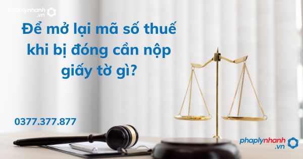 Để mở lại mã số thuế khi bị đóng cần nộp giấy tờ gì? 1 Để mở lại mã số thuế khi bị đóng cần nộp giấy tờ gì - tư vấn hỗ trợ pháp lý nhanh