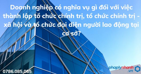 Doanh nghiệp có nghĩa vụ gì đối với việc thành lập tổ chức chính trị, tổ chức chính trị - xã hội và tổ chức đại diện người lao động tại cơ sở? 1 Doanh nghiệp có nghĩa vụ gì đối với việc thành lập tổ chức chính trị, tổ chức chính trị - xã hội và tổ chức đại diện người lao động tại cơ sở - tư vấn hỗ trợ pháp lý nhanh