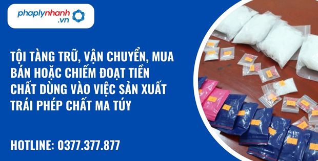 Quy định về tội tàng trữ, vận chuyển, mua bán hoặc chiếm đoạt tiền chất dùng vào việc sản xuất trái phép chất ma túy như nào? 1 tội tàng trữ, vận chuyển, mua bán hoặc chiếm đoạt tiền chất dùng vào việc sản xuất trái phép chất ma túy - hỗ trợ, tư vấn pháp lý nhanh