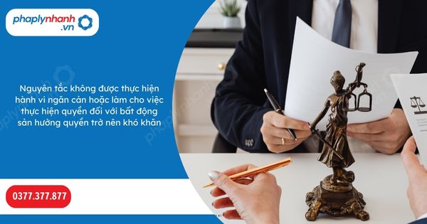 Nguyên tắc không được thực hiện hành vi ngăn cản hoặc làm cho việc thực hiện quyền đối với bất động sản hưởng quyền trở nên khó khăn 1 Nguyên tắc không được thực hiện hành vi ngăn cản hoặc làm cho việc thực hiện quyền đối với bất động sản hưởng quyền trở nên khó khăn-Hỗ trợ, tư vấn pháp lý nhanh