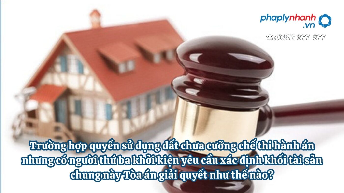 Trường hợp quyền sử dụng đất chưa cưỡng chế thi hành án nhưng có người thứ ba khởi kiện yêu cầu xác định khối tài sản chung này Tòa án giải quyết như thế nào? 11 Trường hợp quyền sử dụng đất chưa cưỡng chế thi hành án nhưng có người thứ ba khởi kiện yêu cầu xác định khối tài sản chung này Tòa án giải quyết như thế nào - Tư vấn, hỗ trợ pháp lý nhanh