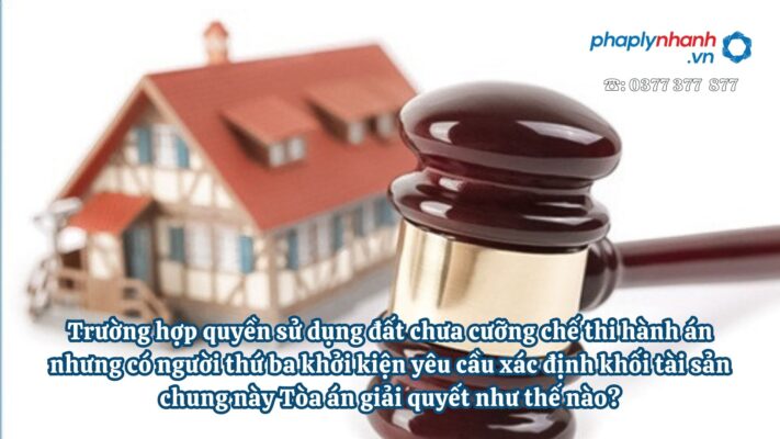 Trường hợp quyền sử dụng đất chưa cưỡng chế thi hành án nhưng có người thứ ba khởi kiện yêu cầu xác định khối tài sản chung này Tòa án giải quyết như thế nào? 1 Trường hợp quyền sử dụng đất chưa cưỡng chế thi hành án nhưng có người thứ ba khởi kiện yêu cầu xác định khối tài sản chung này Tòa án giải quyết như thế nào - Tư vấn, hỗ trợ pháp lý nhanh