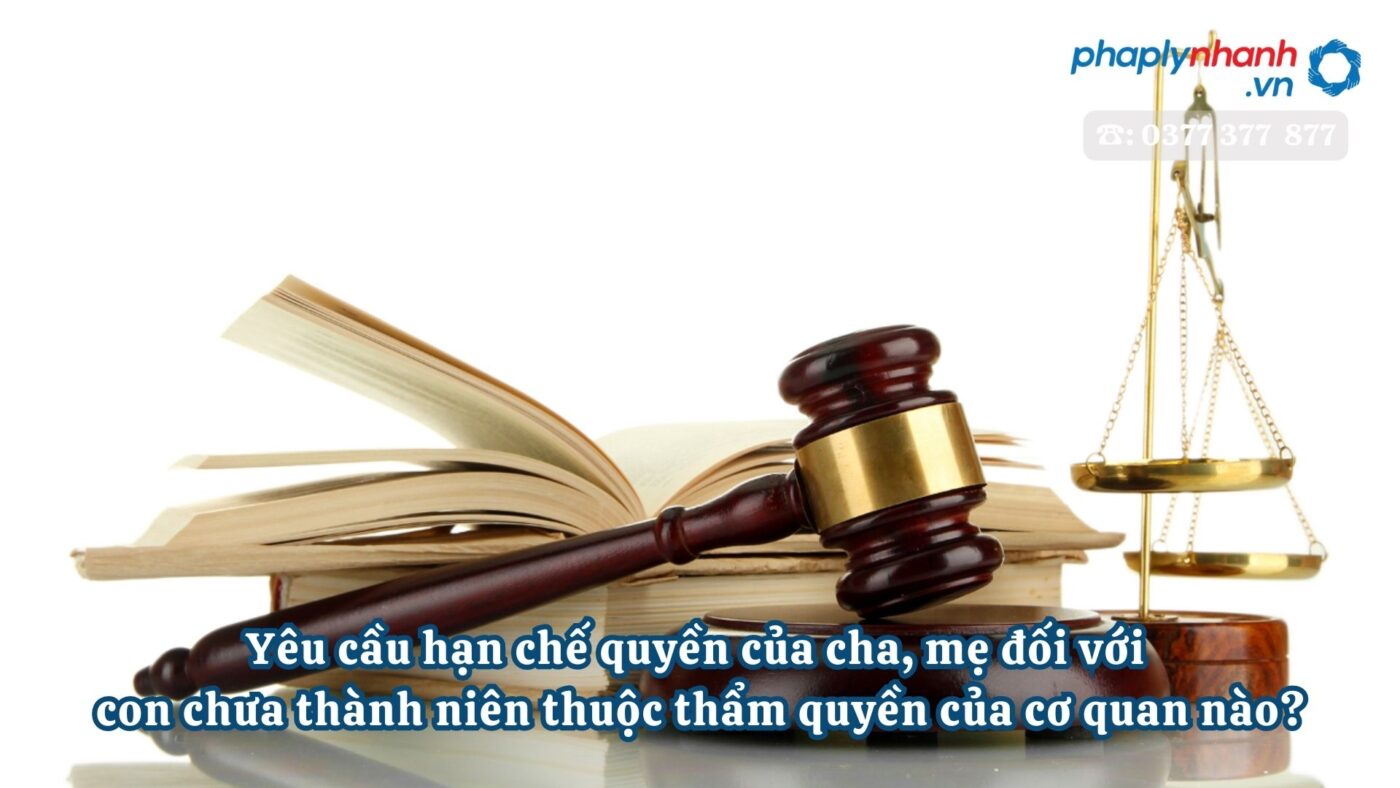 Yêu cầu hạn chế quyền của cha, mẹ đối với con chưa thành niên thuộc thẩm quyền của cơ quan nào? 1 Yêu cầu hạn chế quyền của cha, mẹ đối với con chưa thành niên thuộc thẩm quyền của cơ quan nào?
