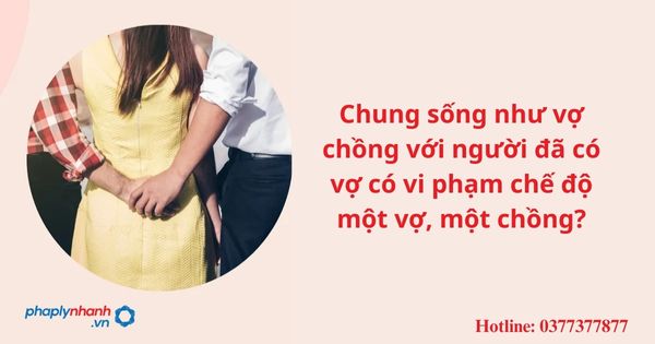 Chung sống như vợ chồng với người đã có vợ có vi phạm chế độ một vợ, một chồng? 1 Chung sống như vợ chồng với người đã có vợ có vi phạm chế độ một vợ, một chồng?