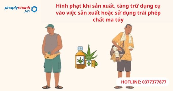 Hình phạt khi sản xuất, tàng trữ dụng cụ vào việc sản xuất hoặc sử dụng trái phép chất ma túy 1 Hình phạt khi sản xuất, tàng trữ dụng cụ vào việc sản xuất hoặc sử dụng trái phép chất ma túy