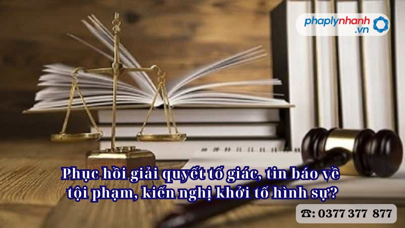 Phục hồi giải quyết tố giác, tin báo về tội phạm, kiến nghị khởi tố hình sự? 4 Phục hồi giải quyết tố giác, tin báo về tội phạm, kiến nghị khởi tố hình sự - Tư vấn, hỗ trợ pháp lý nhanh
