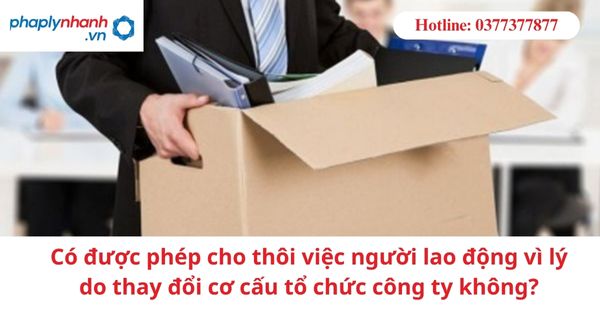 Có được phép cho thôi việc người lao động vì lý do thay đổi cơ cấu tổ chức công ty không? 1 Có được phép cho thôi việc người lao động vì lý do thay đổi cơ cấu tổ chức công ty không?
