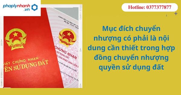 Mục đích chuyển nhượng có phải là nội dung cần thiết trong hợp đồng chuyển nhượng quyền sử dụng đất 1 Mục đích chuyển nhượng có phải là nội dung cần thiết trong hợp đồng chuyển nhượng quyền sử dụng đất