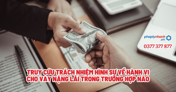 Truy cứu trách nhiệm hình sự về hành vi cho vay nặng lãi trong trường hợp nào? 1 Truy cứu trách nhiệm hình sự về hành vi cho vay nặng lãi trong trường hợp nào - Tư vấn, hỗ trợ pháp lý nhanh